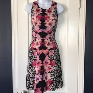 SOLD!!! H&M Black Pink Cream Floral Skater Dress